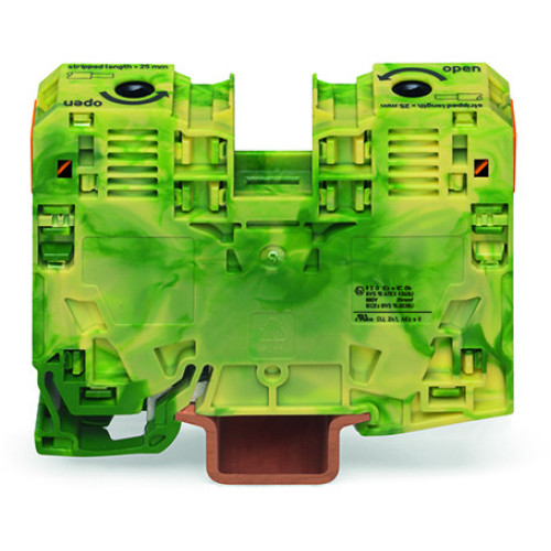 2-conductor ground terminal block, 35 mm&sup2;, suitable for Ex e II applications, green-yellow