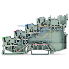 4-conductor sensor terminal block, for PNP (positive) switching sensors, with ground contact, gray