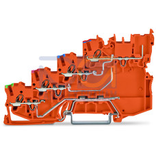 4-conductor sensor supply terminal block, for PNP (positive) switching sensors, with ground contact, orange