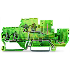 Double-deck terminal block, 4-conductor ground terminal block, 2.5 mm&sup2;, green-yellow