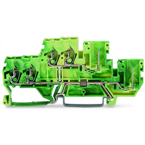 Double-deck terminal block, 4-conductor ground terminal block, 2.5 mm&sup2;, green-yellow