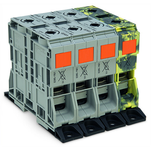 Three phase set, with 185 mm&sup2; high-current terminal block, with fixing flanges, multi-colored