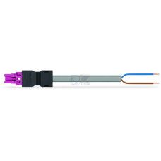 pre-assembled connecting cable, Socket/open-ended, 2-pole, pink