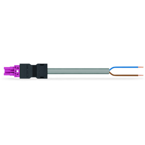 pre-assembled connecting cable, Socket/open-ended, 2-pole, pink