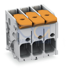 PCB terminal block with high-voltage symbol, black for 5 terminal blocks, yellow