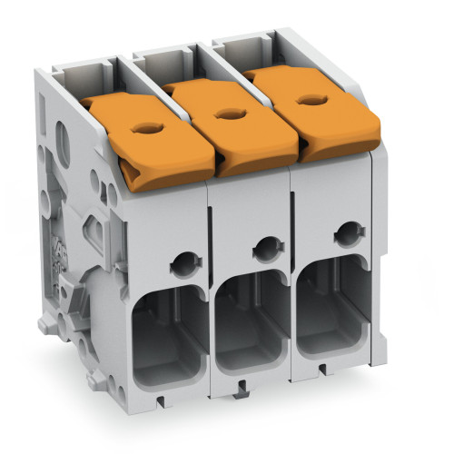 PCB terminal block with high-voltage symbol, black for 5 terminal blocks, yellow