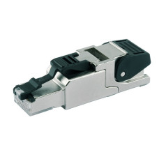 Connector ETHERNET with high-voltage symbol, black for 5 terminal blocks, yellow
