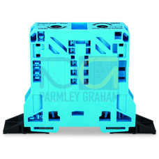 2-conductor through terminal block, 50 mm&sup2;, lateral marker slots, blue