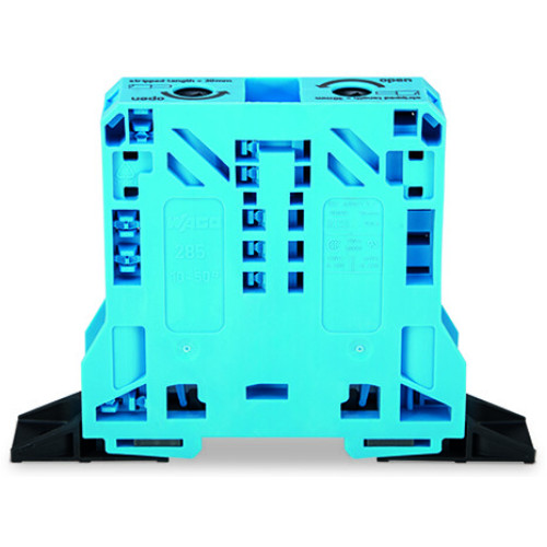 2-conductor through terminal block, 50 mm&sup2;, lateral marker slots, blue