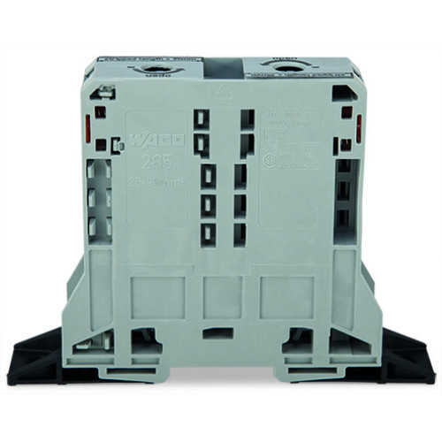 2-conductor through terminal block, 95 mm&sup2;, lateral marker slots, gray