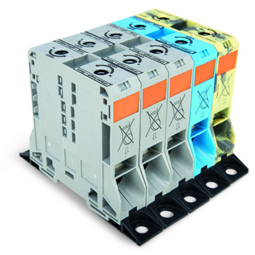 Three phase set, with 95 mm&sup2; high-current tbs, with fixing flanges, multi-colored