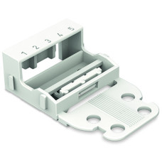 5 Conductor Connector, Mounting Carrier Horizontal, Snap in Feet, White