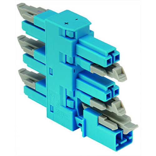 5-way distribution connector, 2-pole, Cod. I, blue