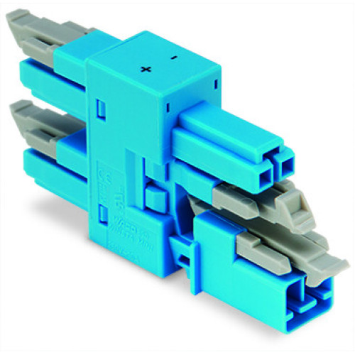 3-way distribution connector, 2-pole, Cod. I, blue