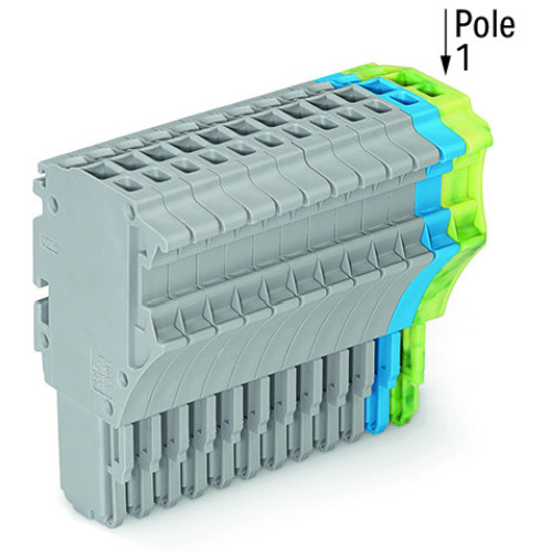 1-conductor female connector, Push-in CAGE CLAMP&reg;, 1.5 mm&sup2;, gray/blue/green-yellow