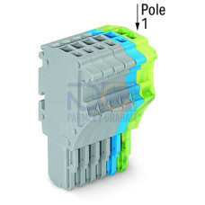 1-conductor female connector, Push-in CAGE CLAMP&reg;, 1.5 mm&sup2;, gray/blue/green-yellow