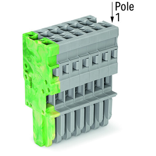 1-conductor female connector, CAGE CLAMP&reg;, 4 mm&sup2;, gray/green-yellow