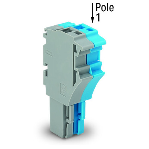 1-conductor female connector, Push-in CAGE CLAMP&reg;, 4 mm&sup2;, gray/blue