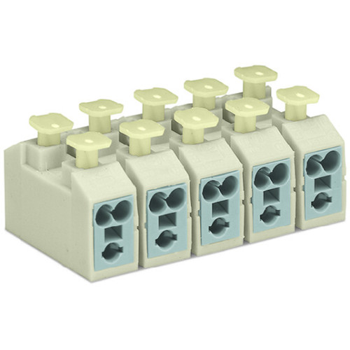 Power supply connector, push-button on both sides, without snap-in mounting feet, white