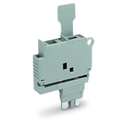 Fuse plug, with pull-tab, for 5 x 20 mm miniature metric fuse, gray