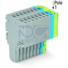 2-conductor female connector, Push-in CAGE CLAMP&reg;, 1.5 mm&sup2;, gray/blue/green-yellow