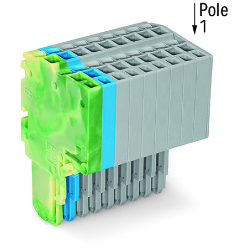 2-conductor female connector, Push-in CAGE CLAMP&reg;, 1.5 mm&sup2;, green-yellow/blue/gray