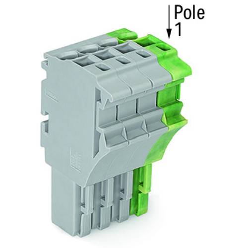 1-conductor female connector, Push-in CAGE CLAMP&reg;, 4 mm&sup2;, green-yellow/gray