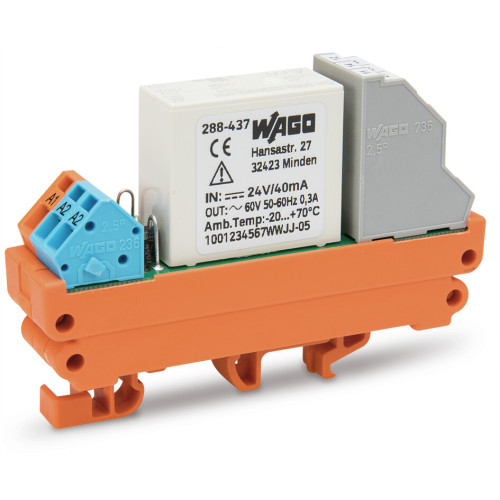 Relay module with driven contacts, Nominal input voltage: 24 VDC, 2 changeover contacts