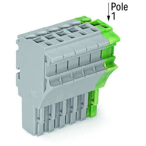 1-conductor female connector, Push-in CAGE CLAMP&reg;, 4 mm&sup2;, green-yellow/gray