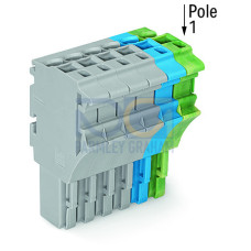 1-conductor female connector, Push-in CAGE CLAMP&reg;, 4 mm&sup2;, gray/blue/green-yellow