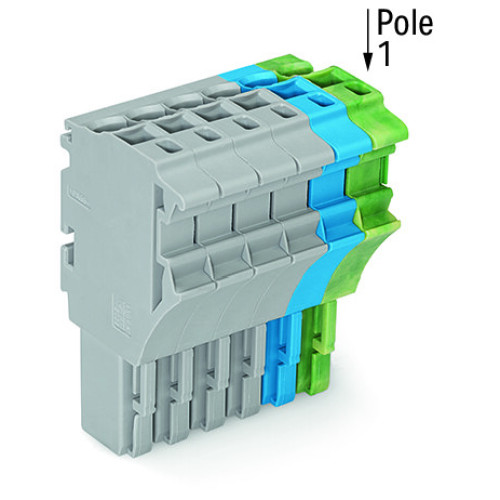 1-conductor female connector, Push-in CAGE CLAMP&reg;, 4 mm&sup2;, gray/blue/green-yellow