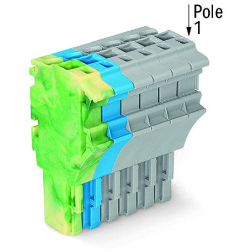 1-conductor female connector, Push-in CAGE CLAMP&reg;, 4 mm&sup2;, green-yellow/blue/gray