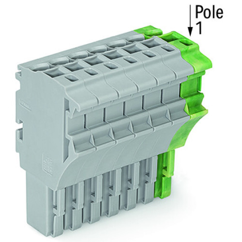 1-conductor female connector, Push-in CAGE CLAMP&reg;, 4 mm&sup2;, green-yellow/gray
