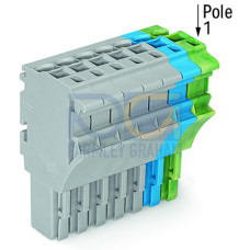 1-conductor female connector, Push-in CAGE CLAMP&reg;, 4 mm&sup2;, gray/blue/green-yellow