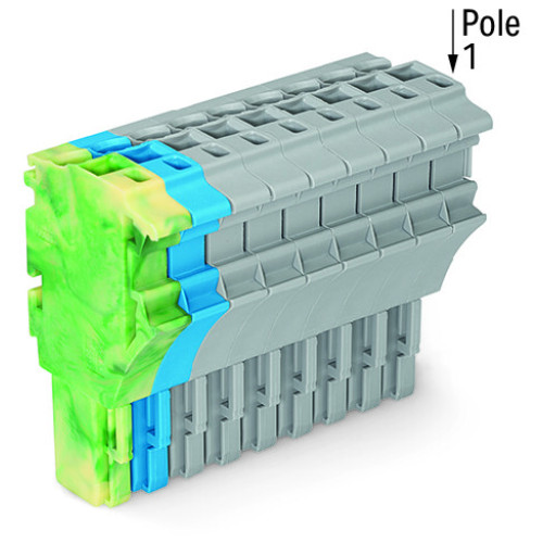 1-conductor female connector, Push-in CAGE CLAMP&reg;, 4 mm&sup2;, green-yellow/blue/gray