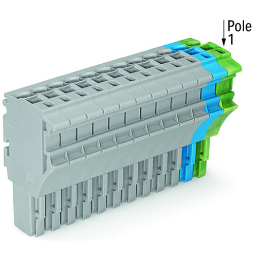 1-conductor female connector, Push-in CAGE CLAMP&reg;, 4 mm&sup2;, gray/blue/green-yellow