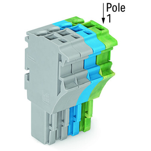 1-conductor female connector, Push-in CAGE CLAMP&reg;, 4 mm&sup2;, gray/blue/green-yellow