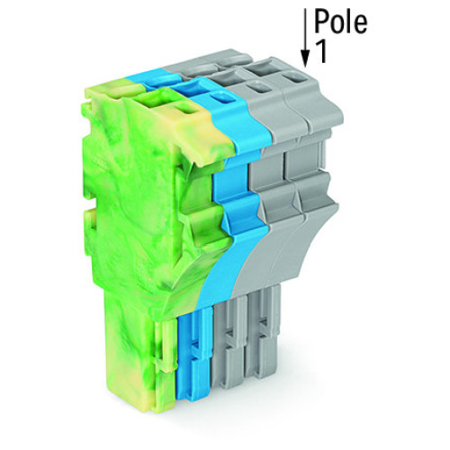 1-conductor female connector, Push-in CAGE CLAMP&reg;, 4 mm&sup2;, green-yellow/blue/gray