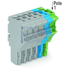 1-conductor female connector, Push-in CAGE CLAMP&reg;, 4 mm&sup2;, gray/blue/green-yellow