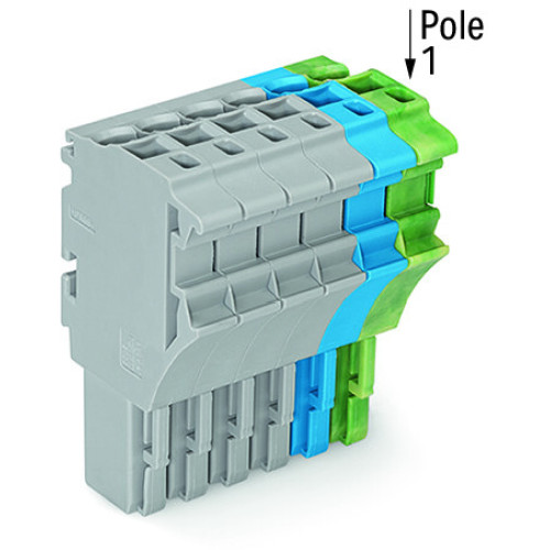 1-conductor female connector, Push-in CAGE CLAMP&reg;, 4 mm&sup2;, gray/blue/green-yellow
