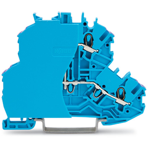 Double-deck terminal block, 4-conductor through terminal block, with end plate, blue