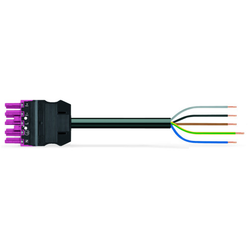pre-assembled connecting cable, Eca, Socket/open-ended, pink