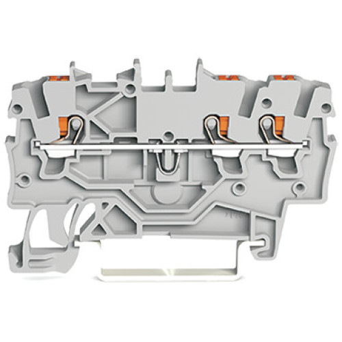 3-conductor through terminal block, with push-button, 1 mm&sup2;, gray