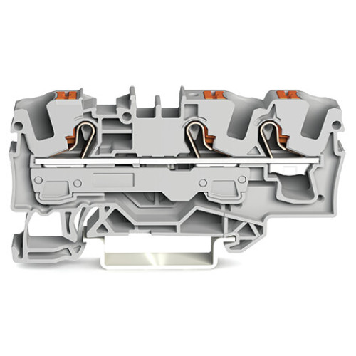 3-conductor through terminal block, with push-button, 6 mm&sup2;, gray