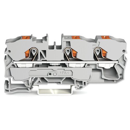 3-conductor through terminal block, with push-button, 10 mm&sup2;, gray