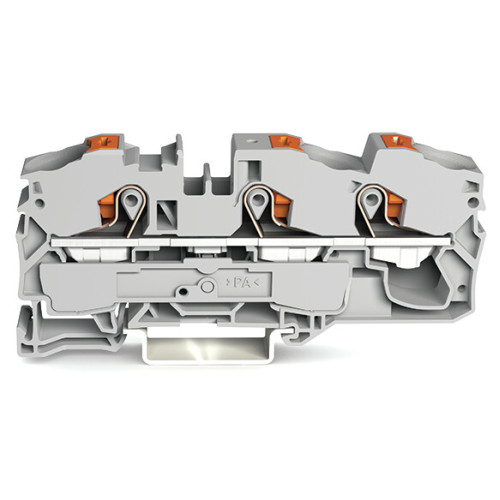 3-conductor through terminal block, with push-button, 16 mm&sup2;, gray