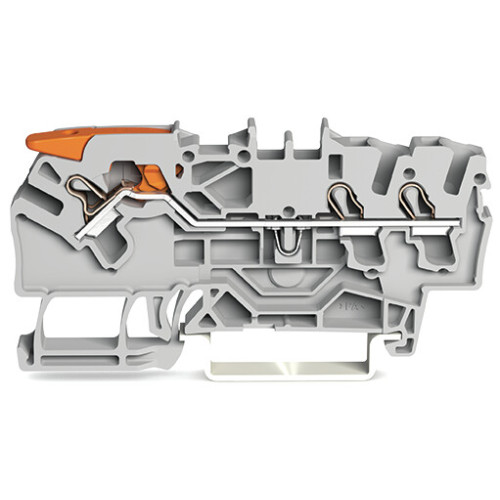 3-conductor through terminal block, with lever and Push-in CAGE CLAMP&reg;, 2.5 mm&sup2;, gray