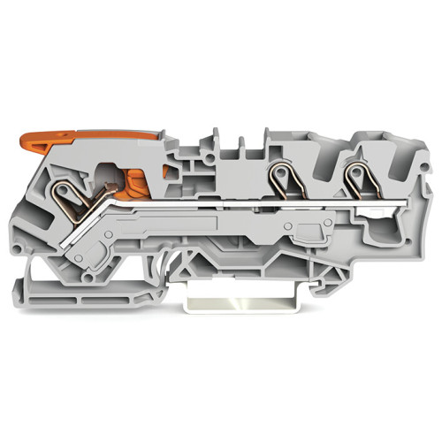 3-conductor through terminal block, with lever and Push-in CAGE CLAMP&reg;, 6 mm&sup2;, gray