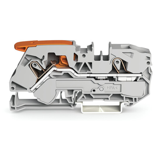 2-conductor through terminal block, with lever and Push-in CAGE CLAMP&reg;, 16 mm&sup2;, gray