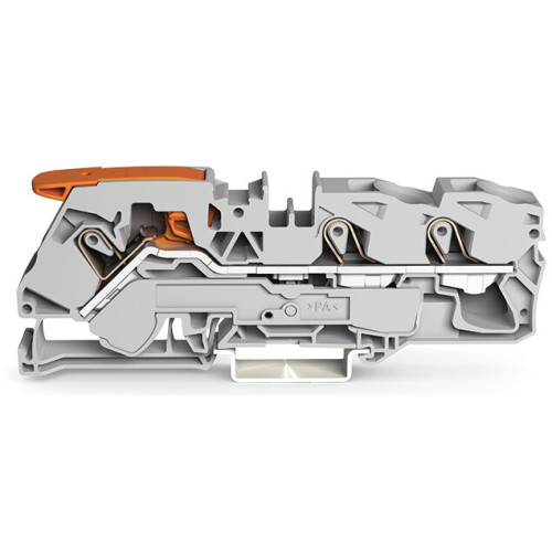 3-conductor through terminal block, with lever and Push-in CAGE CLAMP&reg;, 16 mm&sup2;, gray